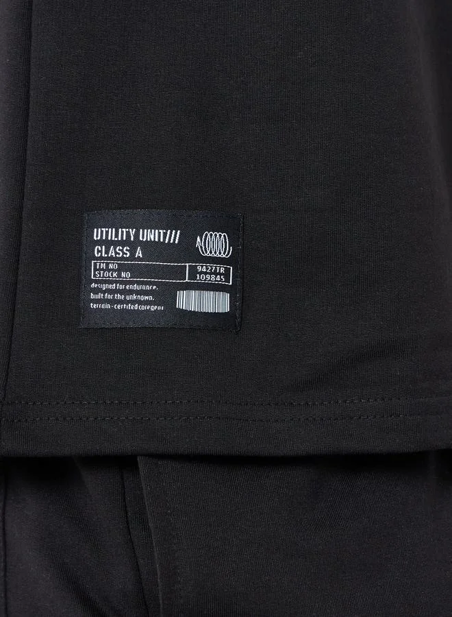 Styli Men Black Oversized T-Shirt and Shorts Co-Ords